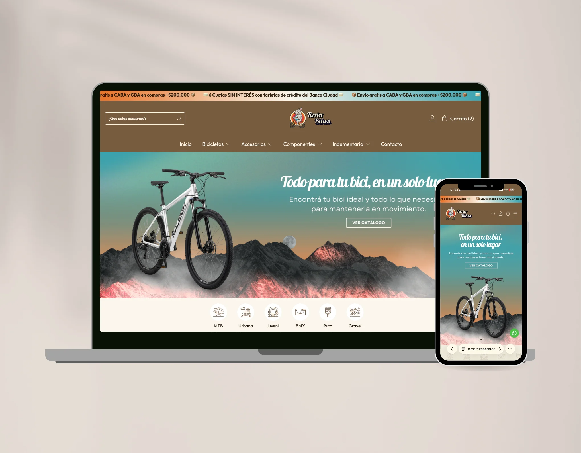 Terrier Bikes tienda online mockup